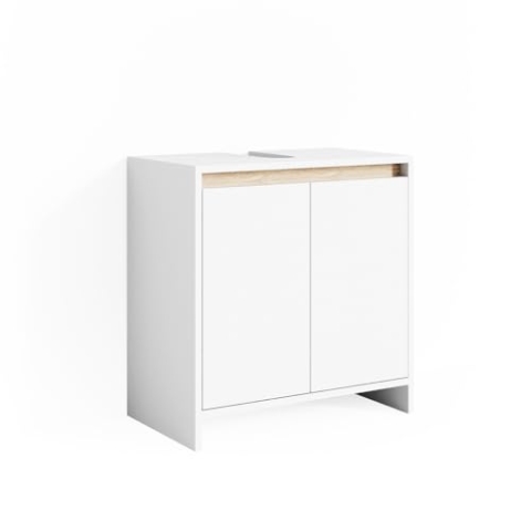 Vicco Waschbeckenunterschrank Emma, Waschtischunterschrank, Weiß/Sonoma, 58 x 60 cm