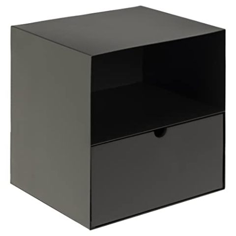 AC Design Furniture Jeppe Nachttisch, H: 30 x B: 30 x T: 25 cm, Schwarz, Metall/MDF, 1 Stk.
