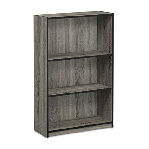 Furinno JAYA Einfaches Bücherregal, Französisches Eichengrau, 24.13 x 62.23 x 102.36 cm, Französische Eiche