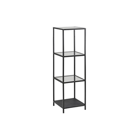 AC Design Furniture Jörn Metall Bücherregal mit 3 Ablagen, Regal aus Metall und Glas im Industrial Style, Aufbewahrungsregal für Wohnzimmer, Home Office Möbel, Schlafzimmermöbel, Einfach zu Montieren