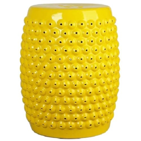 Fine Asianliving Keramik Hocker Gelb Dots Handgefertigt D33xH46cm China Keramik Gartenhocker Porzellan Glasierte Keramik Stool Chinesische Hocker Drum Garden Stool