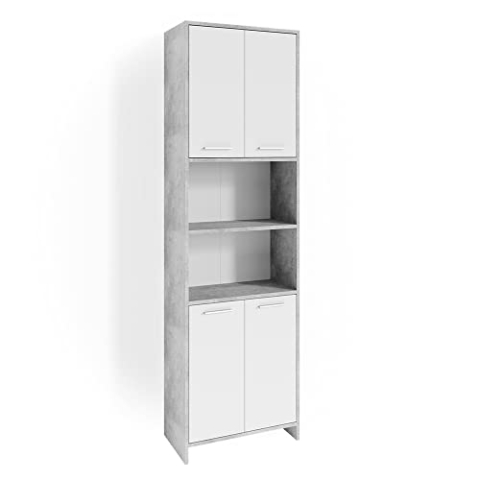 Vicco Badschrank Maris, Badezimmerhochschrank, Beton/Weiß, 56.1 x 190 cm
