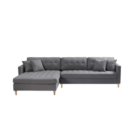 ebuy24 Marino Deluxe Chaiselongsofa rechts oder Links gewendet mit Kissen (Grau)