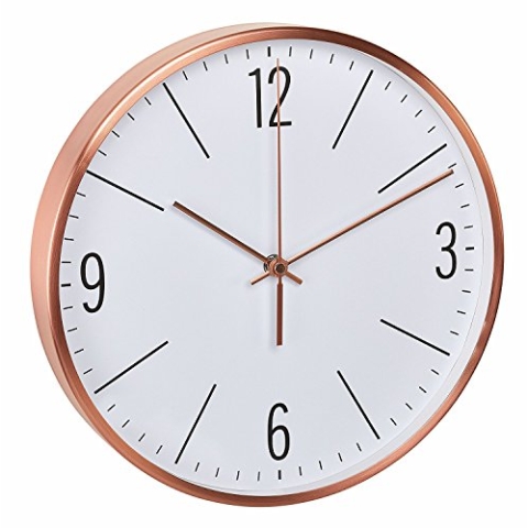 TFA Dostmann 60.3534.51 Funk-Wanduhr mit Rahmen aus kupferfarbenem Metall und Sweep-Werk (Kupfer mit Batterie)