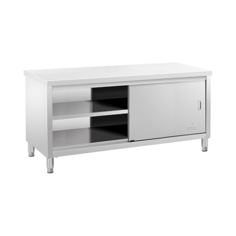 Royal Catering Arbeitsschrank Edelstahl 180 x 70 cm 500 kg Tragkraft Gastro Edelstahlschrank