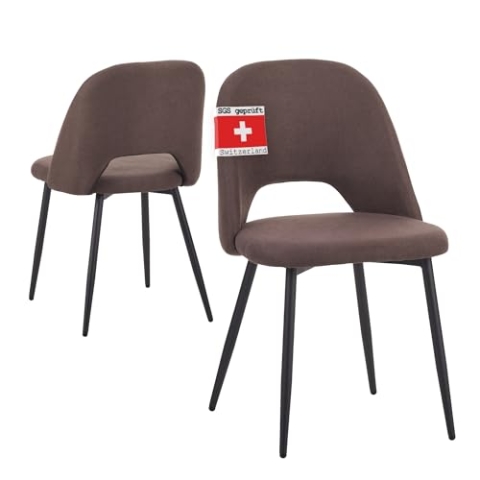 Albatros Esszimmerstühle mit Stoff-Bezug 2er Set Silvi, Braun - Stilvolles Vintage Design, belastbar mit 110Kg, SGS geprüfter Polsterstuhl - Moderner Küchenstuhl, Stuhl Esszimmer oder Esstisch Stuhl