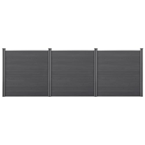 neu.holz WPC Gartenzaun mit Pfosten 183x531cm Grau Sichtschutz Windschutz Lamellenzaun Zaun