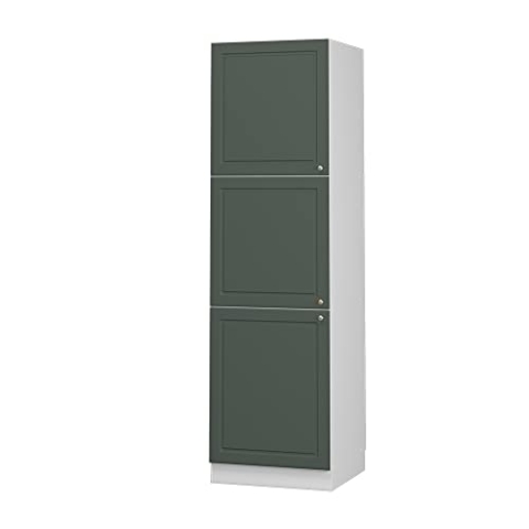 Vicco Herdumbauschrank Fame-Line, Herdschrank, Grün-Gold Landhaus/Weiß, 60 cm