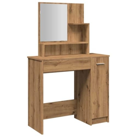 vidaXL Schminktisch mit Spiegel Artisan-Eiche 86,5x35x136 cm, Kosmetiktisch, Schminktisch mit Spiegel, Schminktisch mit Schublade, Frisiertisch