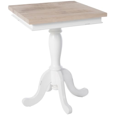 CLP Beistelltisch Goa I Couchtisch Mit Massivholzplatte I Holztisch Für Wohnzimmer Und Sofatisch In Shabby Chic Design, Farbe:Natur/weiß, Größe:70 cm
