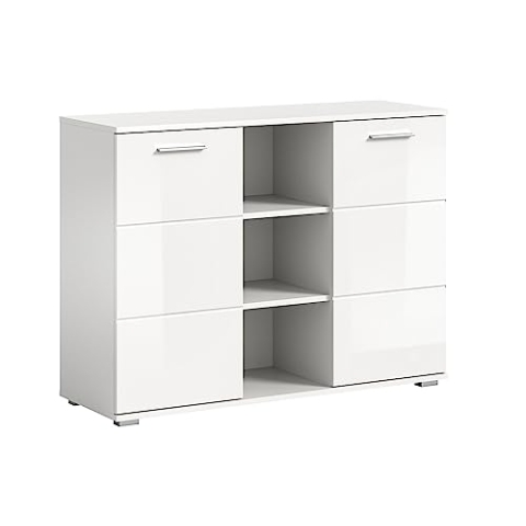 xonox.home Kommode Prego Kommode Flurmöbel Staurauchschrank Schrank Anrichte in Korpus weiß Hochglanz Front weiß, ca.110x83x37 cm