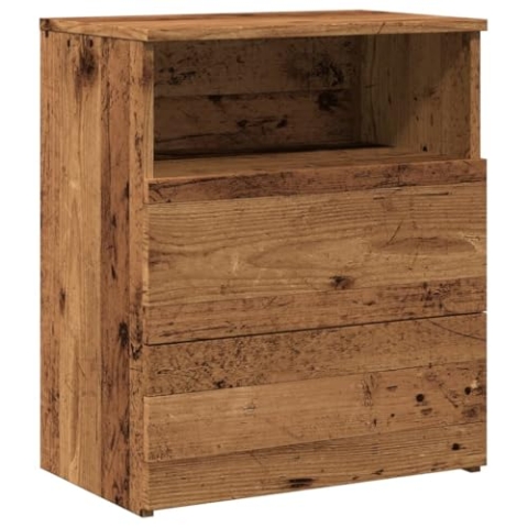 vidaXL Nachttisch Altholz-Optik 50x32x60 cm Holzwerkstoff, Schrank, Beistelltisch, Bettschrank, Nachtschrank, Schlafzimmermöbel, Nachtkästchen