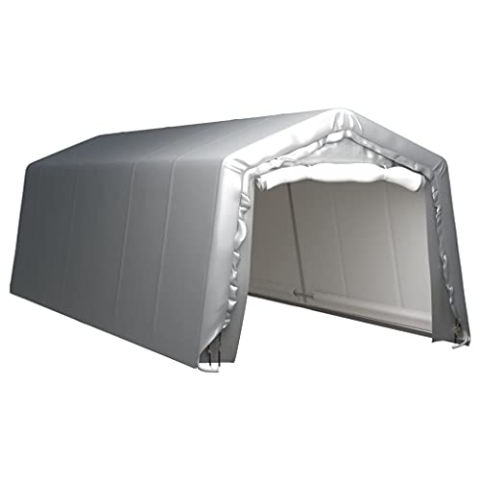 vidaXL Lagerzelt UV-beständig Industriezelt Zelthalle Weidezelt Zelt Zeltgarage Foliengarage Unterstand Lagerhalle 300x750cm Stahl Grau