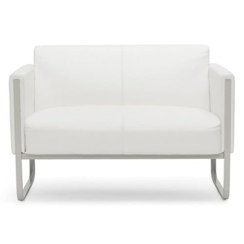 hjh OFFICE Lounge-Sofa 2-Sitzer Aruba Kunstleder Polstersofa Couch modern mit Metallgestell, 111 x 78 x 71 cm, Weiß