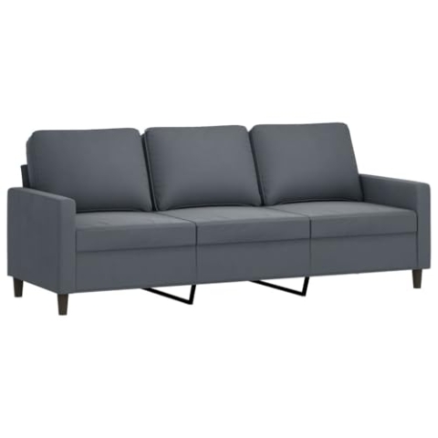 vidaXL Sofa 3-Sitzer, Loungesofa Couch mit Armlehnen Rückenkissen, Wohnzimmersofa Designsofa Metallgestell, Sitzmöbel Dreisitzer, Dunkelgrau Samt