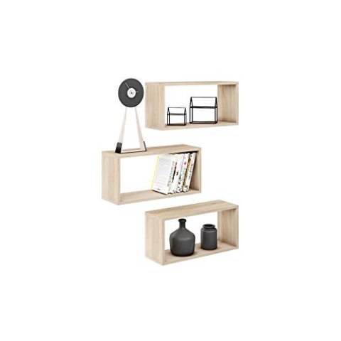 MATKAM Adam Wandregal in moderner Optik | 3 Regalwürfel, Maße je B/H/T 31 x 65 x 21 cm | Holzstärke 18 mm | In verschiedenen Ausführungen erhältlich | Max. Belastung 20 kg (Sonoma Eiche)