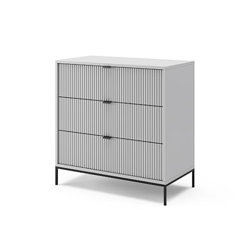 Vicco Kommode Eliza, Kommodenschrank, Grau, 80 x 81.2 cm mit 3 Schubladen