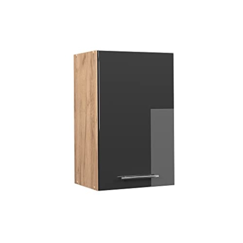 Vicco Hängeschrank Fame-Line, Anthrazit Hochglanz/Goldkraft Eiche, 45 cm