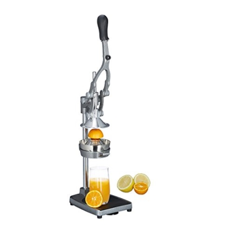 Relaxdays Profi Saftpresse manuell 3in1 Pommesschneider, Apfelschneider, Orangenpresse HBT: 47,5x17,5x40,5 cm, Edelstahl