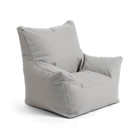 mokebo Outdoor Kindersessel 'Der Gartenzwerg', Kinder Sitzsack mit Füllung, auch als Lesesessel oder Sitzkissen für den Garten oder Balkon, Kindersitzsack für drinnen und draußen in Grau