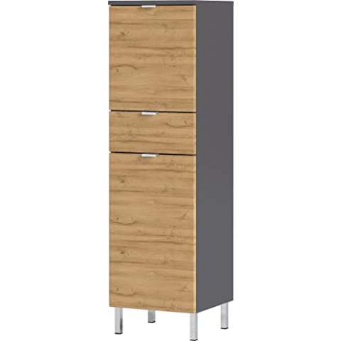 Germania Schrank 8532-564 GW-MAURESA, in graphit/grandson-Eiche-Nachbildung, mit Schubkasten, 34x120x34 cm (BxHxT), Graphit/Grandson-Eiche-Nb., B/H/T 34/120/34 cm