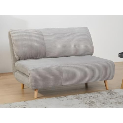 Vente-unique-Schlafsofa 2-Sitzer - Cord - Hellgrau - PALULA