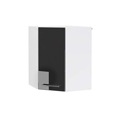 Vicco Eckhängeschrank Fame-Line, Küchen-Eckschrank, Anthrazit Hochglanz/Weiß, 57 cm