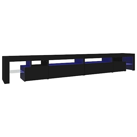 vidaXL TV Schrank mit LED-Leuchten Lowboard TV Möbel Tisch Board Sideboard Fernsehschrank Fernsehtisch HiFi-Schrank Schwarz 290x36,5x40cm