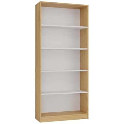 CDF Regal 80 cm | Eiche Artisan & Weiss | BÜCHERREGAL MIT ABLAGEN | IDEAL FÜR Wohnzimmer & BÜRO