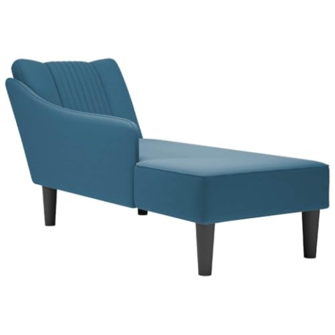 vidaXL Chaiselongue mit Rechter Armlehne Blau Samt, Recamiere, Loungesessel, Lounge Sofa, Lounge, Loungesofa, Wohnzimmersofa, Akzentsessel