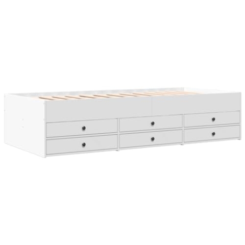 vidaXL Tagesbett, Gästebett mit 6 Schubladen mit Rollen, Schlafsofa für Schlafzimmer, Bettsofa Sofabett Daybed Bett, Weiß 75x190cm Holzwerkstoff