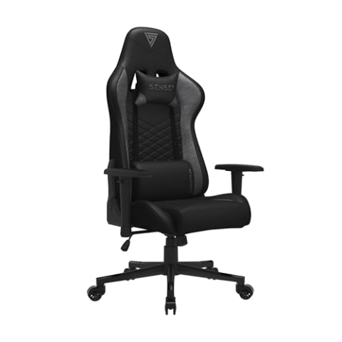 SENSE7 Gaming Spellcaster Bürostuhl Zocker Gamer Ergonomischer Stuhl Armlehne Einteiliger Stahlrahmen Einstellbarer Neigungswinkel Schwarz-Grau, 43-52 x 69,5 x 57, 5907783039744