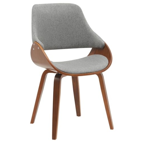 CLP Esszimmerstuhl Vangale I Küchenstuhl mit Gestell aus Bugholz I Polsterstuhl mit Rückenlehne, Farbe:walnuss/dunkelgrau, Material:Stoff