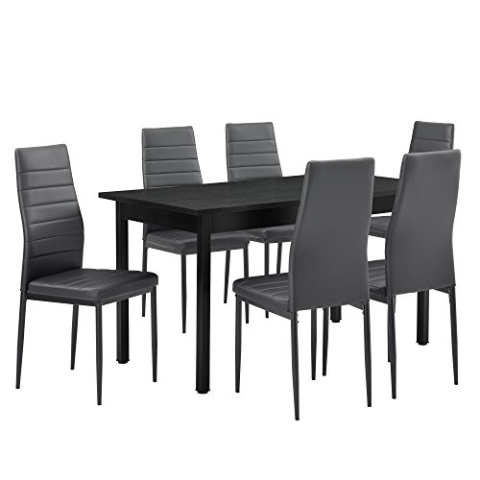 [en.casa] Esstisch grau 140cm x 60cm x 75cm + Stühle grau 96 cm x 43cm