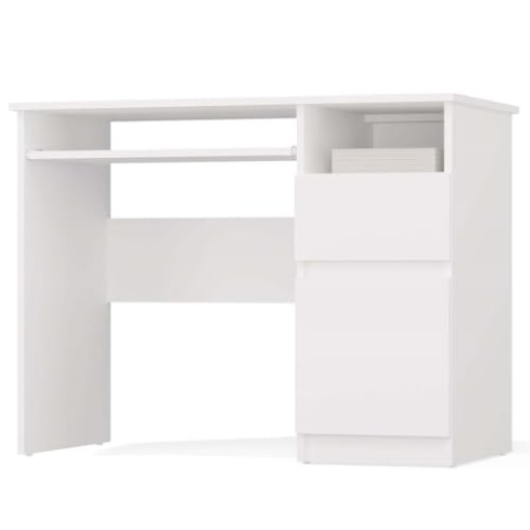 CDF Schreibtisch Porto RECHTS Weiss | COMPUTERTISCH MIT SCHUBLADE, Schrank & ABLAGE | BÜROTISCH 98,5x75x51 cm
