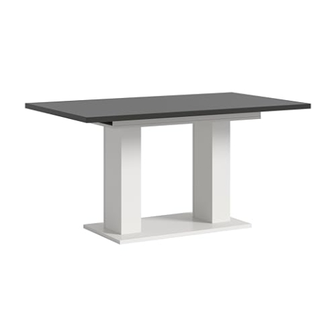 xonox.home Tisch Motion X4AH6T74 Ausziehbarer Esstisch in weiß Nb. und grau Nb. mit Doppelsäulen-Fußgestell, ca. 150-190x76x90 cm
