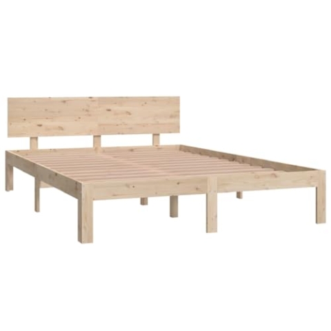 vidaXL Massivholzbett Bettgestell Bett Holzbett Doppelbett Bettrahmen Lattenrost Schlafzimmerbett Schlafzimmermöbel Kiefer 140x200cm