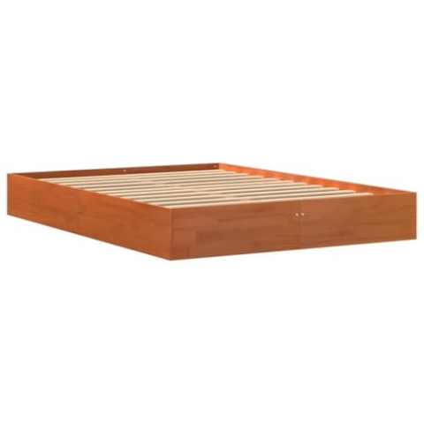 vidaXL Massivholzbett, Holzbett mit Kopfteil Lattenrost, Doppelbett für Schlafzimmer, Bett Bettgestell, Modern, Wachsbraun 120x200cm Kiefer