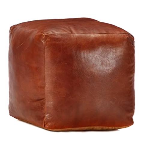 vidaXL Pouf Sitzpouf Sitzhocker Sitzpuff Puff Fußbank Fußhocker Hocker Würfel Sitzwürfel Ottoman Sitzkissen Hellbraun 40x40x40cm Echtes Ziegenleder