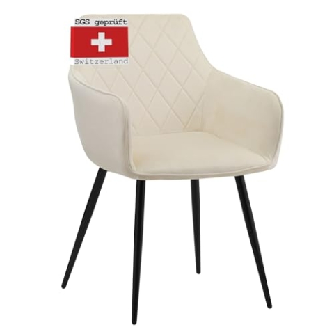Albatros Esszimmerstühle 1er Set SALO, Beige - Modern und Stilvoll, bequemer Polsterstuhl - Eleganter Küchenstuhl, Stuhl Esszimmer oder Esstisch Stuhl im Retro-Look Samt
