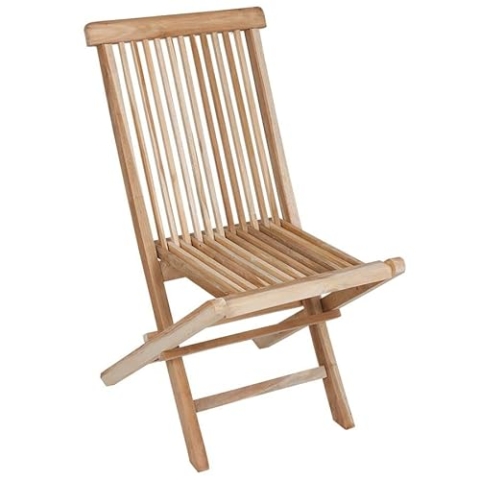 Spetebo Teak Klappstuhl Natur Exclusiv - 90 x 50 cm - klappbarer Gartenstuhl aus unbehandeltem Teakholz - Holz Garten Balkon Terasse Stuhl zusammenklappbar