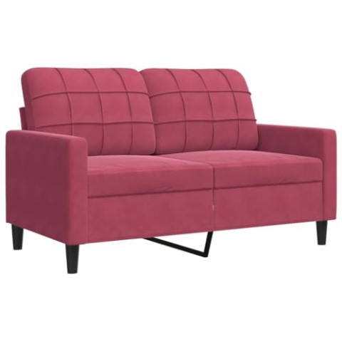 vidaXL Sofa 2-Sitzer, Polstersofa Doppelsofa für Wohnzimmer, Couch Loungesofa Metallgestell, Zweisitzer Samtsofa Sitzmöbel, Modern, Weinrot 120cm Samt