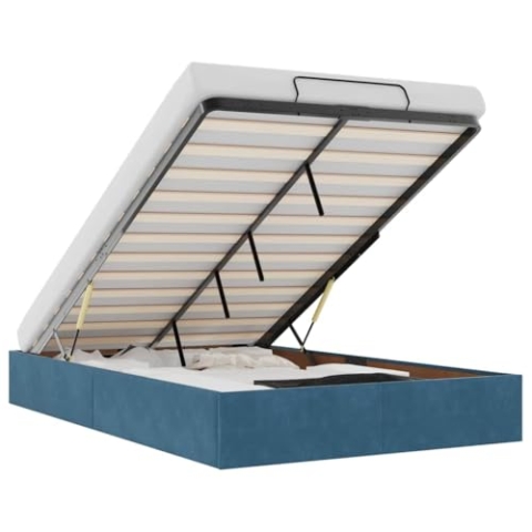 vidaXL Ottoman-Bett ohne Matratze Dunkelblau 120x190 cm Samt, Bettrahmen, Bettgestell mit Stauraum, Polsterbett, Bettgestell, Bettrahmen mit Stauraum