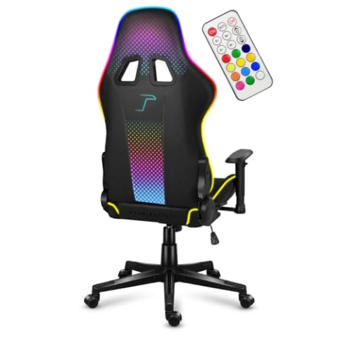 huzaro Force 6.3 RGB Mesh | LED Beleuchtung Gaming Stuhl PC Bürostuhl Schreibtischstuhl Gamer | bis 130 kg belastbar | Höhenverstellbar Kopfstütze Lendenkissen Rückenlehne Verstellbarer | Schwarz