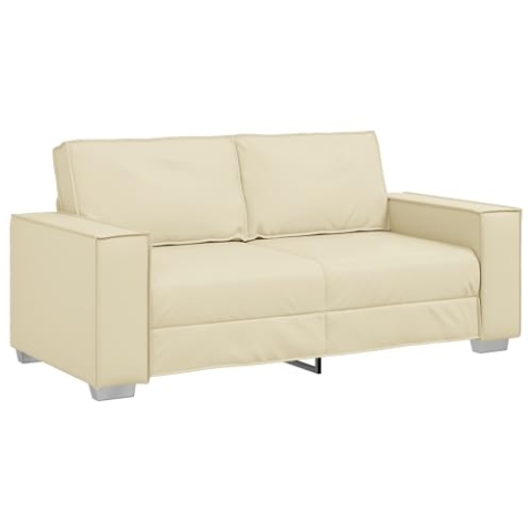 vidaXL Modernes Loveseat Sofa für Zwei Creme & Braun Kunstleder Stylische Sitzgelegenheit für drinnen Langlebiger Stahlrahmen Bequeme Couch Ideal für Wohnzimmer und Büro Kleine kompakte Möbel