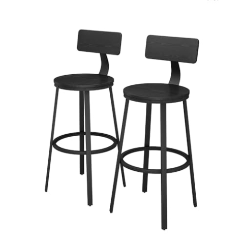Vicco Barhocker Caracas, Hocker für die Bar, Schwarz, 34 x 102 cm 2er Set