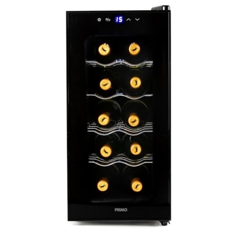 PRIMO PR170WK Weinkühlschrank – freistehend – 10 Flaschen – Klasse E – Schwarz