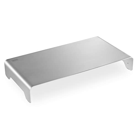DIGITUS Designer Monitor-Erhöhung aus Aluminium - Bildschirm-Ständer - Traglast 10 kg - Nicht Rutschend - Silber