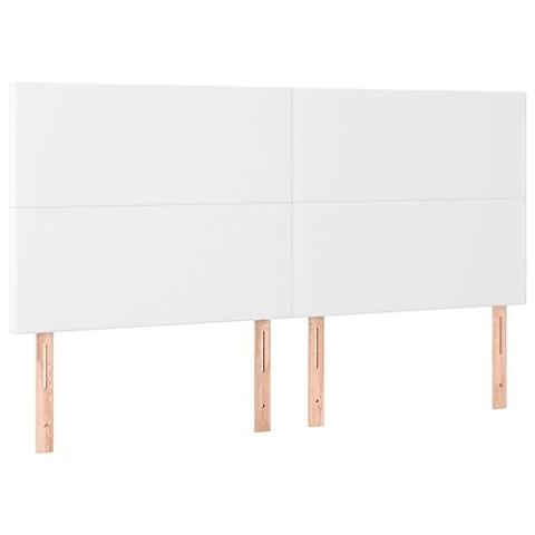 vidaXL LED Kopfteil Polsterkopfteil Bettkopfteil Betthaupt für Bett Bettgestell Bettrahmen Schlafzimmer Bettzubehör Weiß 160x5x118/128cm Kunstleder