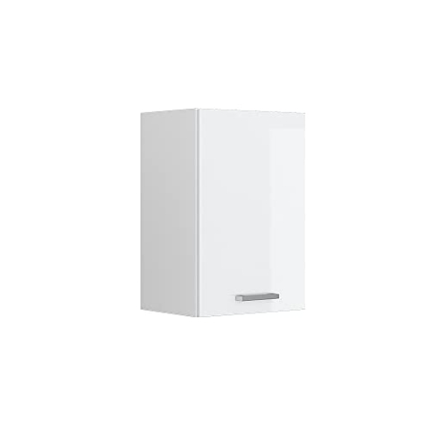 Vicco Hängeschrank R-Line, hängender Küchenschrank, Weiß Hochglanz/Weiß, 40 cm